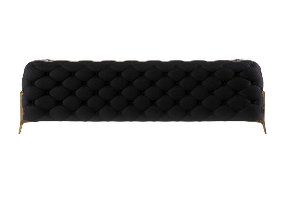 Czarna sofa trzyosobowa pikowana Chesterfield do salonu TEO HIGH 3 4