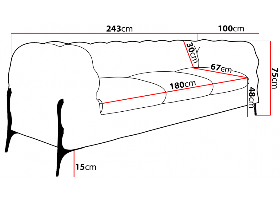 Sofa trzyosobowa w kolorze butelkowej zieleni pikowana Chesterfield TEO HIGH 3 4