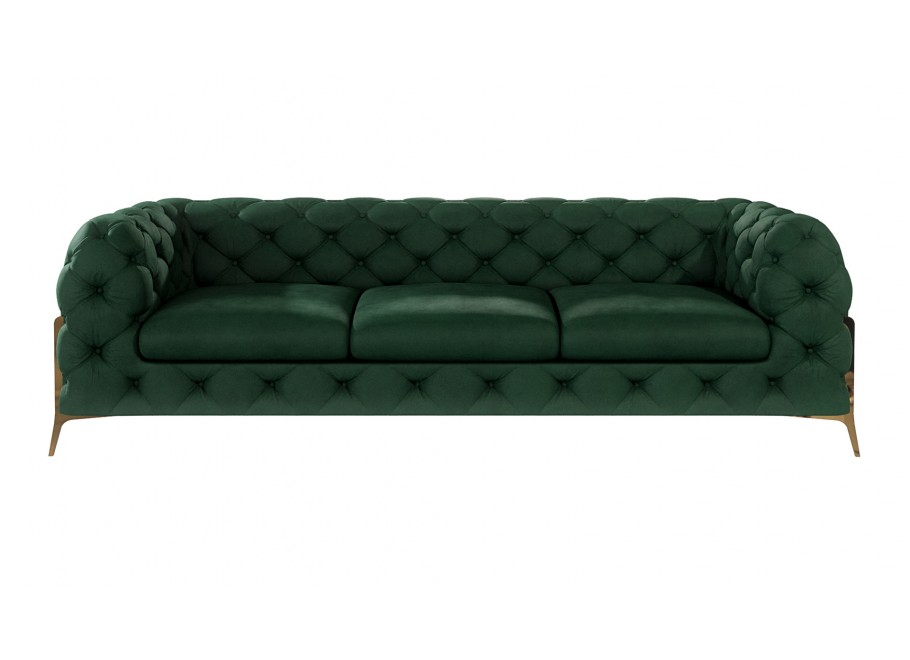 Sofa trzyosobowa w kolorze butelkowej zieleni pikowana Chesterfield TEO HIGH 3 2