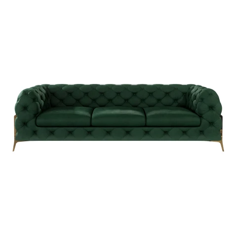 Sofa trzyosobowa w kolorze butelkowej zieleni pikowana Chesterfield TEO HIGH 3