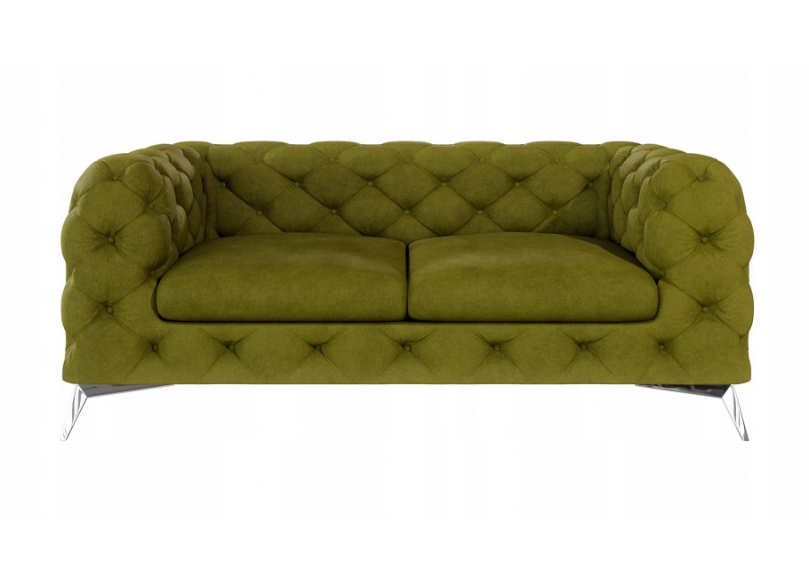 Sofa dwuosobowa TEO 2 oliwkowa, pikowana w stylu Chesterfield - Riviera 36