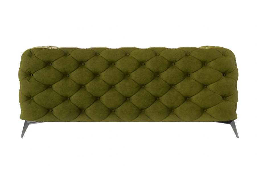 Sofa dwuosobowa TEO 2 oliwkowa, pikowana w stylu Chesterfield 3