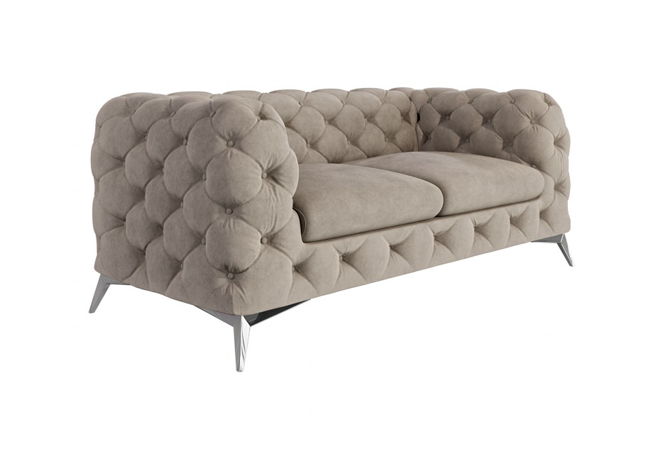 Elegancka sofa dwuosobowa jasnobeżowa, pikowana Chesterfield TEO 2