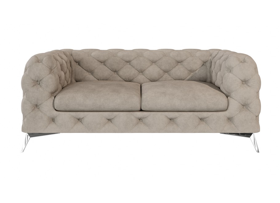 Elegancka sofa dwuosobowa jasnobeżowa, pikowana Chesterfield TEO 2 3
