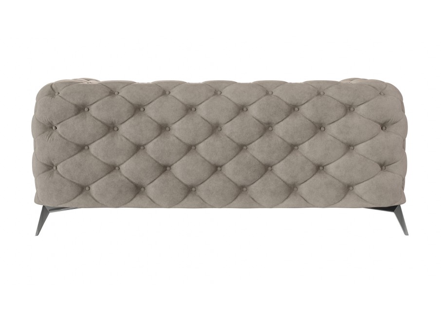 Elegancka sofa dwuosobowa jasnobeżowa, pikowana Chesterfield TEO 2 4