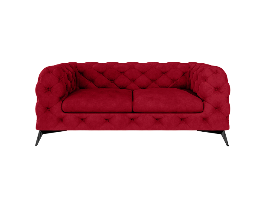 Czerwona welurowa sofa dwuosobowa pikowana Chesterfield TEO 2 3