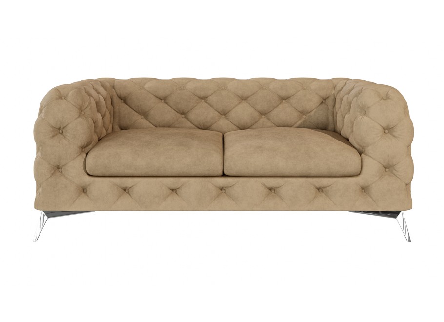 Elegancka mała sofa dwuosobowa pikowana Chesterfield TEO 2 - Ciepły beż 2