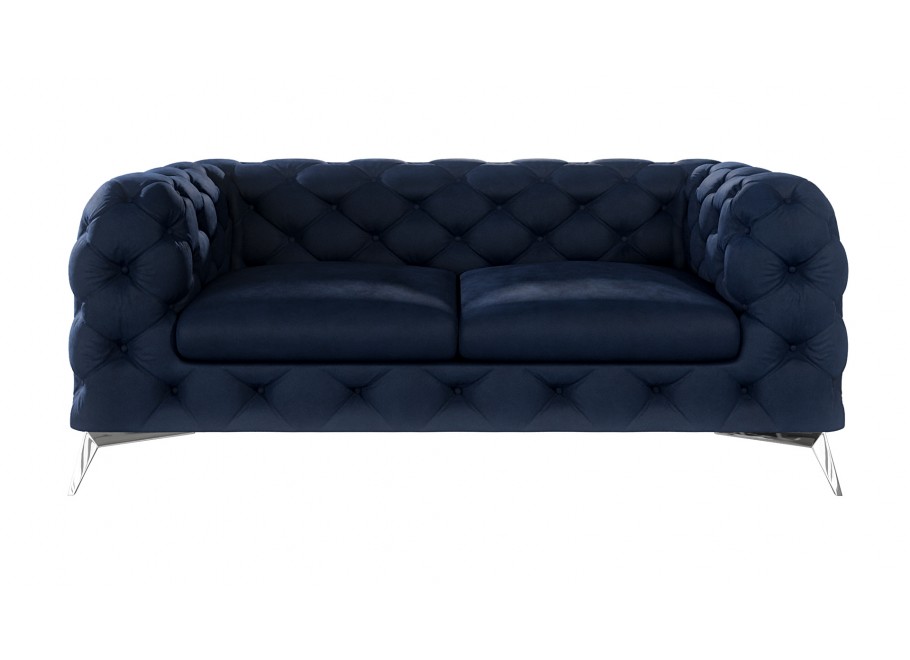 Nowoczesna sofa dwuosobowa granatowa, pikowana Chesterfield TEO 2 2