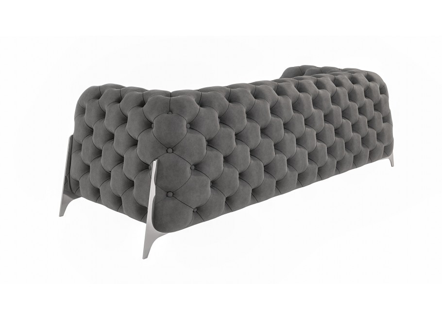 Szara sofa trzyosobowa pikowana Chesterfield na metalowych nóżkach KALIFORNIA 3 3