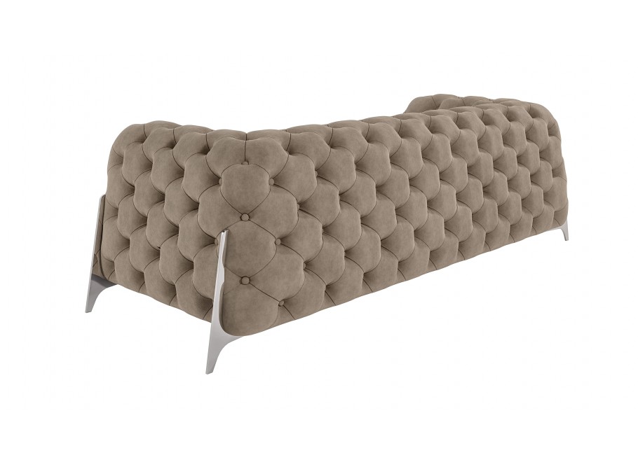 Wygodna sofa beżowa welurowa, trzyosobowa pikowana KALIFORNIA 3 3