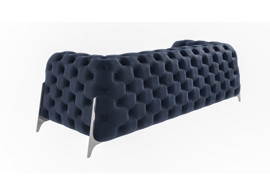 Granatowa sofa trzyosobowa pikowana na wysokich nogach KALIFORNIA 3 3