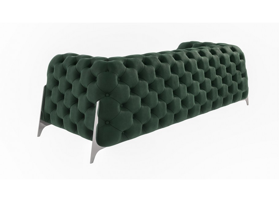 Sofa butelkowa zieleń trzyosobowa pikowana Chesterfield KALIFORNIA 3 3