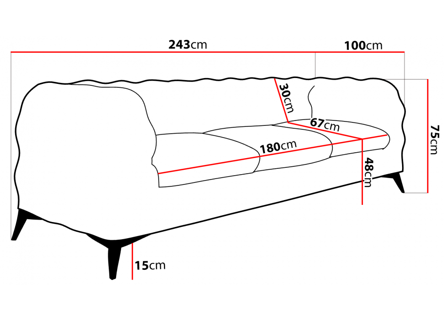 Beżowa sofa trzyosobowa na metalowych nóżkach, pikowana Chesterfield TEO 3 4