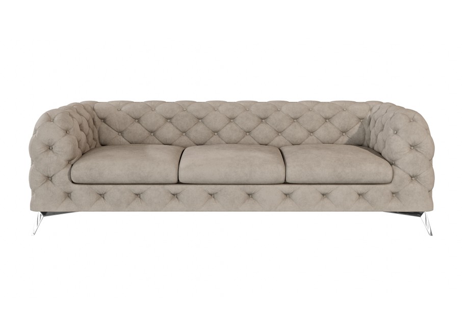 Trzyosobowa sofa Jasnobeżowa, pikowana Chesterfield TEO 3 - Idealna do salonu 3