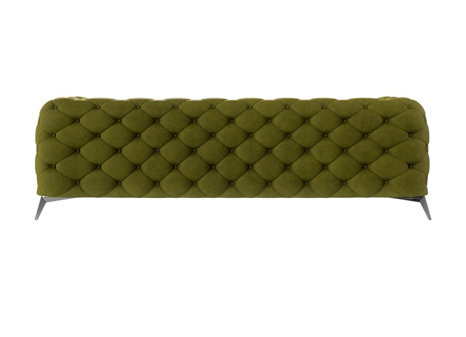 Sofa welurowa oliwkowa, trzyosobowa pikowana Chesterfield TEO 3 3