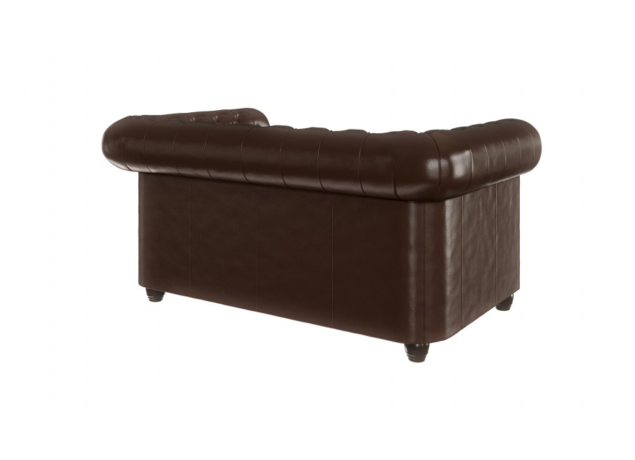 Sofa pikowana w brązowej ekoskórze, dwuosobowa Chesterfield FELIX 2 3