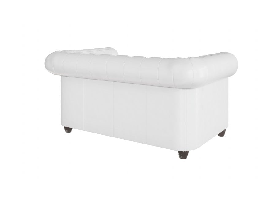 Wygodna sofa dwuosobowa w białej ekoskórze Chesterfield FELIX 2 4