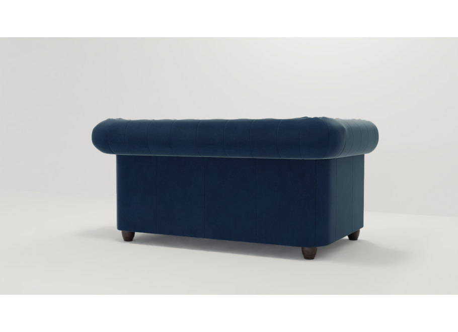 Kompaktowa sofa dwuosobowa welurowa granatowa pikowana Chesterfield FELIX 2 3