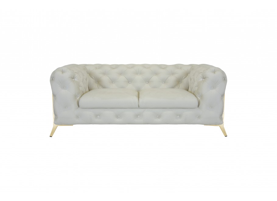 Kremowa sofa dwuosobowa pikowana glamour Chesterfield TEO HIGH 2 2