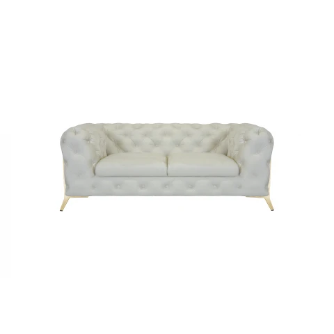 Kremowa sofa dwuosobowa pikowana glamour Chesterfield TEO HIGH 2