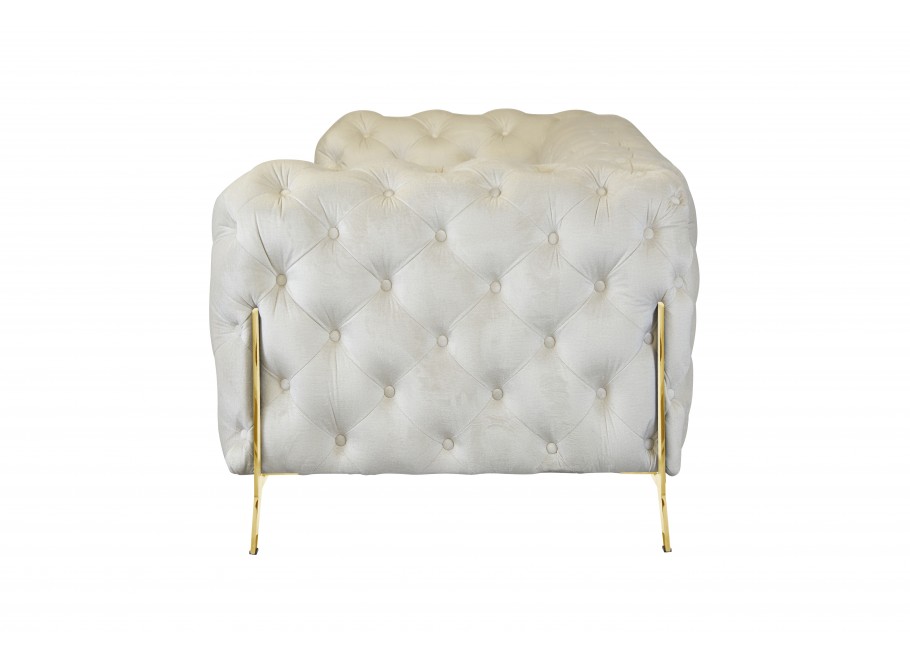 Kremowa sofa dwuosobowa pikowana glamour Chesterfield TEO HIGH 2 4