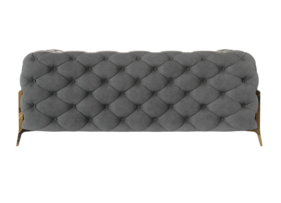 Sofa Chesterfield dwuosobowa w kolorze szarym pikowana glamour  TEO HIGH 2 4
