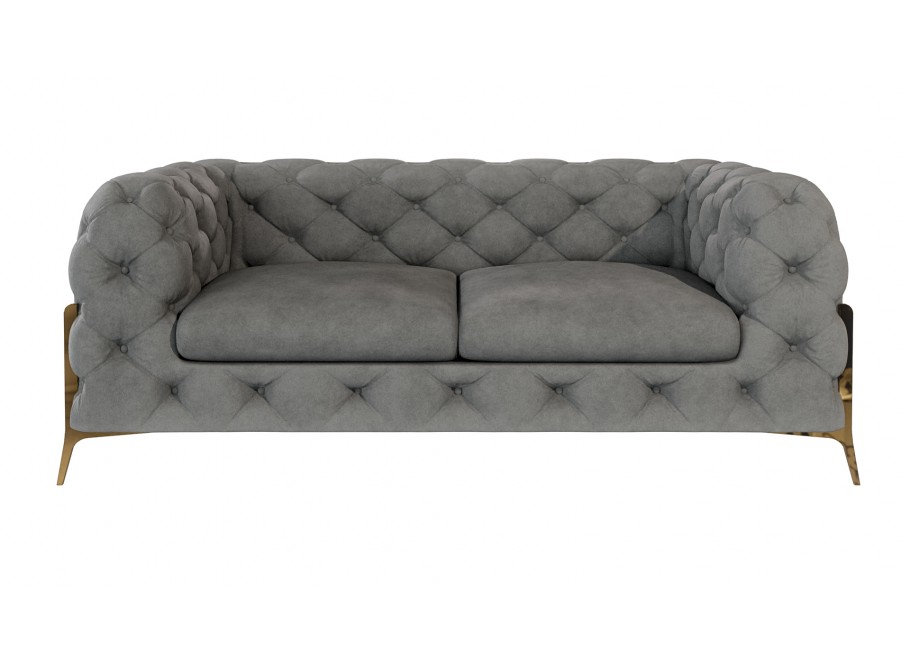 Sofa Chesterfield dwuosobowa w kolorze szarym pikowana glamour  TEO HIGH 2 3