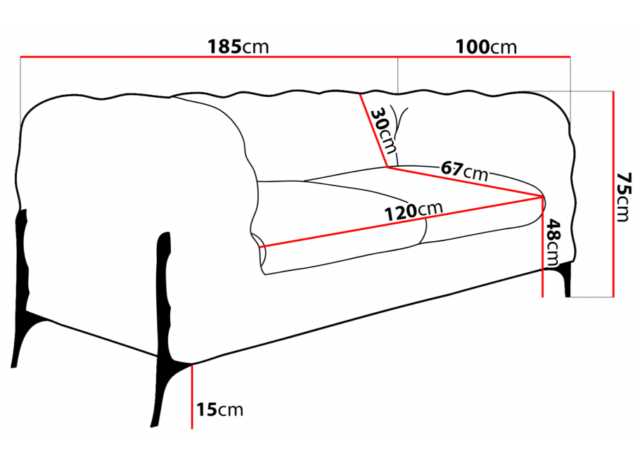 Wygodna sofa dwuosobowa w kolorze oliwkowym pikowana glamour TEO HIGH 2 4