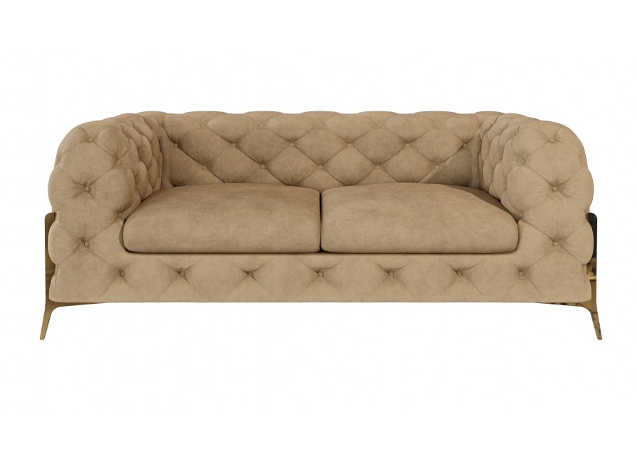 Elegancka beżowa sofa dwuosobowa do salonu pikowana glamour TEO HIGH 2 2