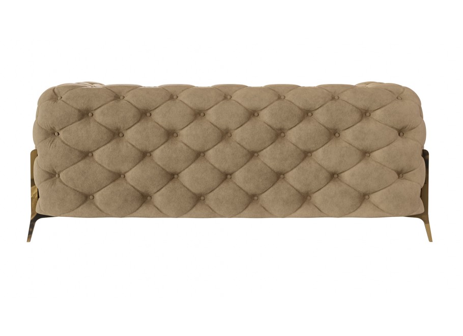 Elegancka beżowa sofa dwuosobowa do salonu pikowana glamour TEO HIGH 2 3