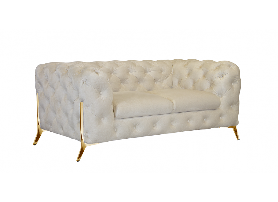 Kremowa sofa dwuosobowa pikowana glamour Chesterfield TEO HIGH 2