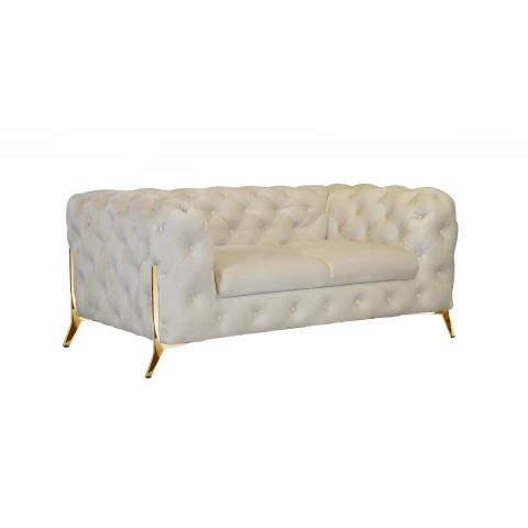 Kremowa sofa dwuosobowa pikowana glamour Chesterfield TEO HIGH 2