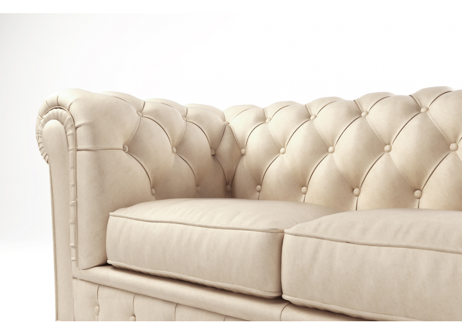 Beżowa sofa welurowa dwuosobowa pikowana Chesterfield SOLARIS 2 - Riviera 21