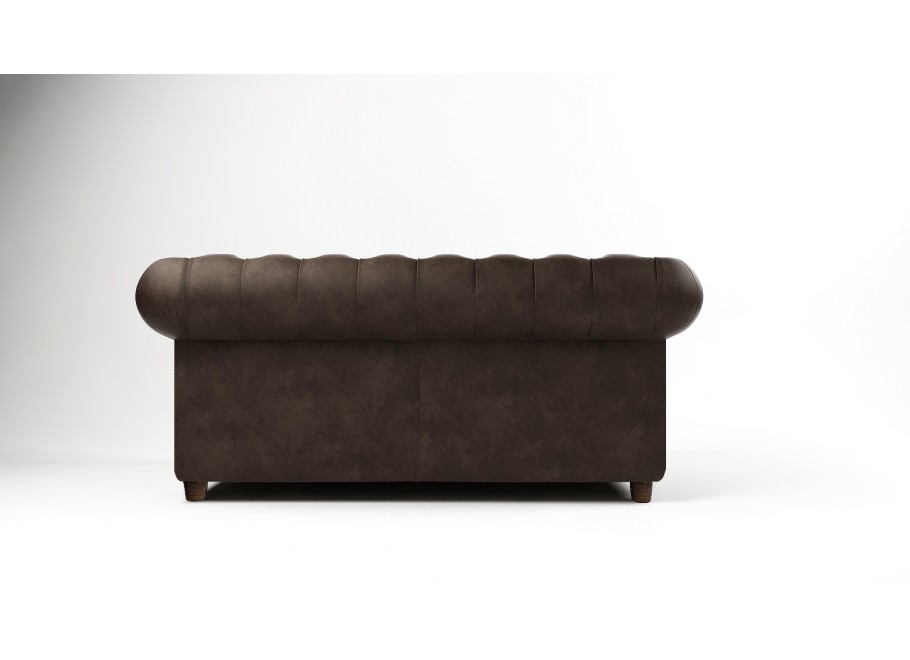 Brązowa sofa welurowa do salonu dwuosobowa pikowana Chesterfield SOLARIS 2 5