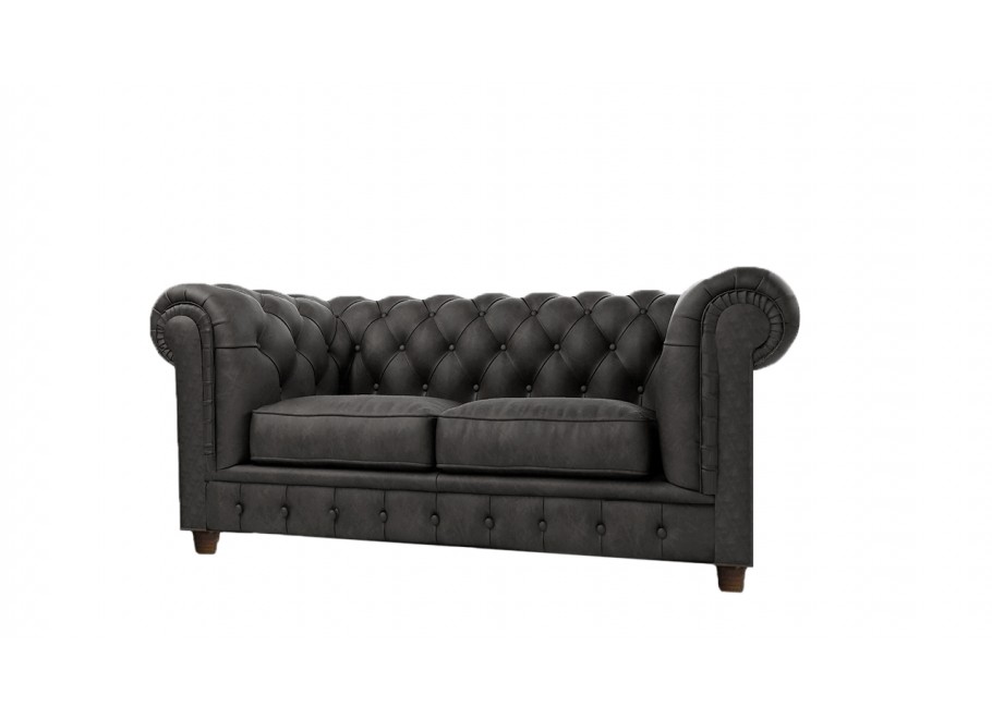 Elegancka sofa dwuosobowa ciemnoszara idealna do salonu pikowana SOLARIS 2