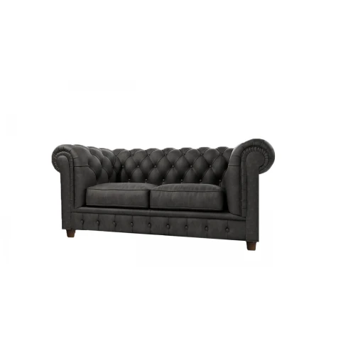 Elegancka sofa dwuosobowa ciemnoszara idealna do salonu pikowana SOLARIS 2