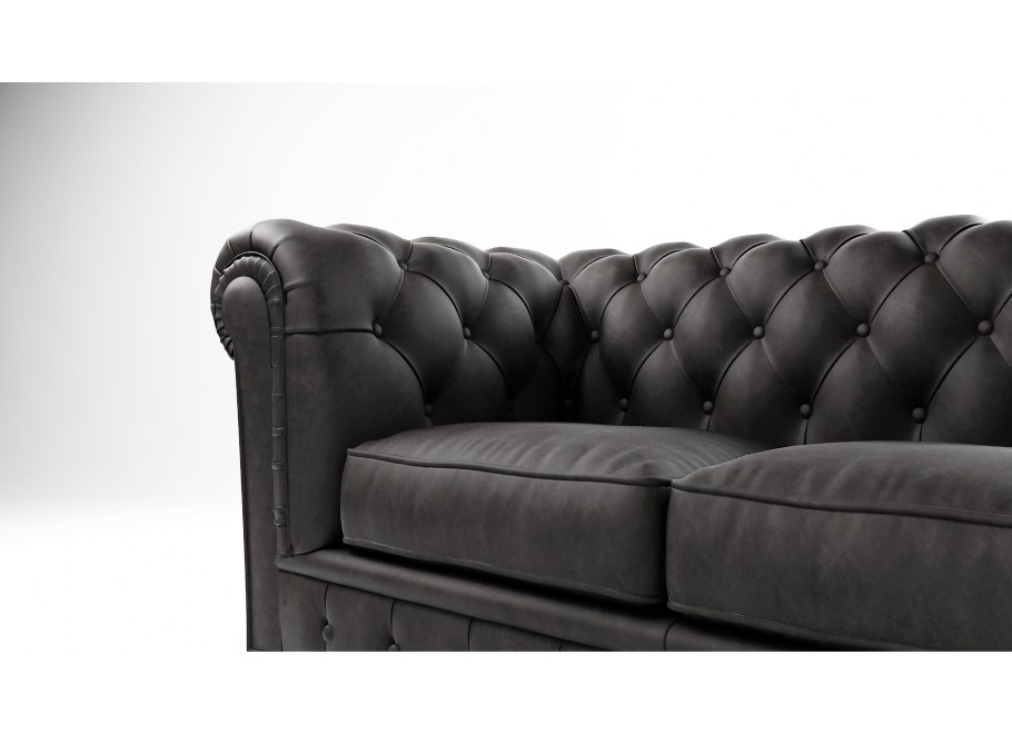 Elegancka sofa dwuosobowa ciemnoszara idealna do salonu pikowana SOLARIS 2 3