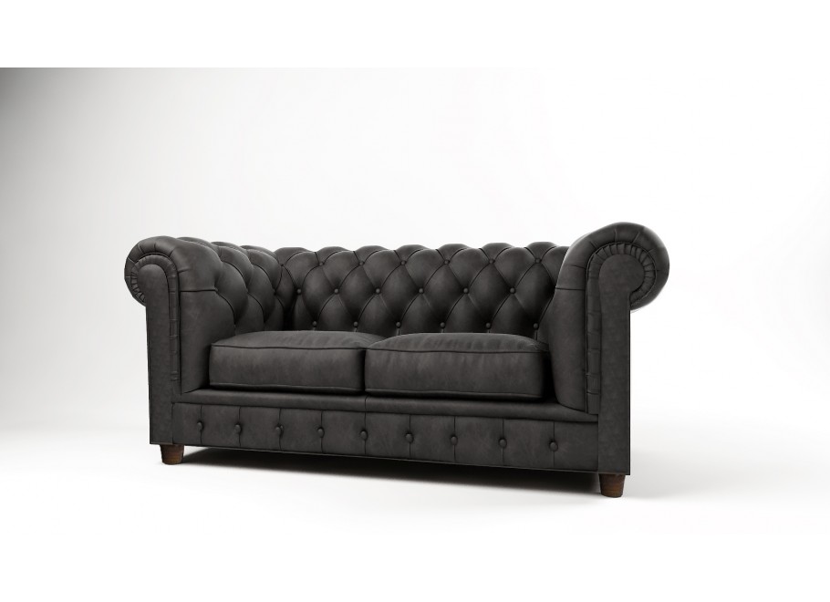 Elegancka sofa dwuosobowa ciemnoszara idealna do salonu pikowana SOLARIS 2 2