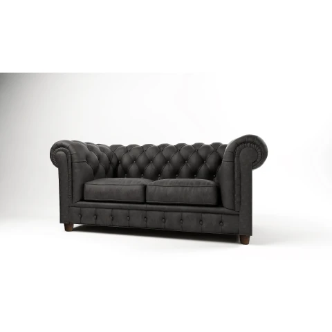 Elegancka sofa dwuosobowa ciemnoszara idealna do salonu pikowana SOLARIS 2