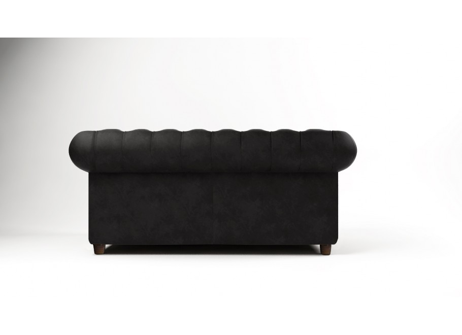 Sofa do małego salonu dwuosobowa czarna pikowana Chesterfield SOLARIS 2 4