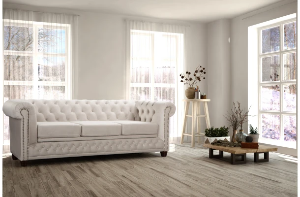 Sofa trzyosobowa z funkcją spania pikowana Chesterfield FELIX 3 - design i funkcjonalnosc w parze Sofa trzyosobowa z funkcją spania pikowana Chesterfield FELIX 3 - design i funkcjonalnosc w parze