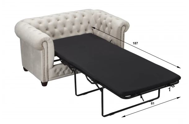 Sofa dwuosobowa z funkcją spania pikowana Chesterfield FELIX 2 - designerskie