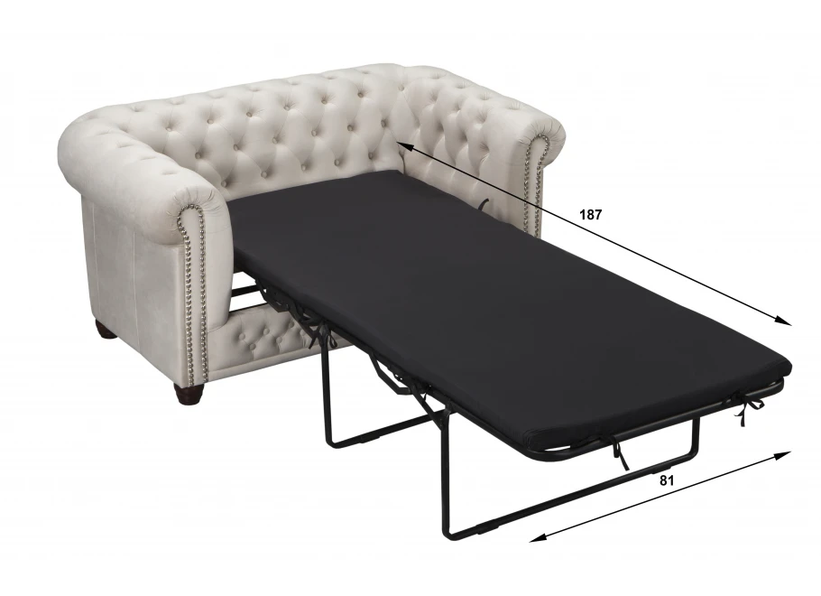 Sofa dwuosobowa z funkcją spania pikowana Chesterfield FELIX 2