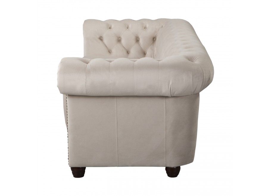 Wygodna sofa do salonu, trzyosobowa pikowana Chesterfield FELIX 3 - Jasny beż 9