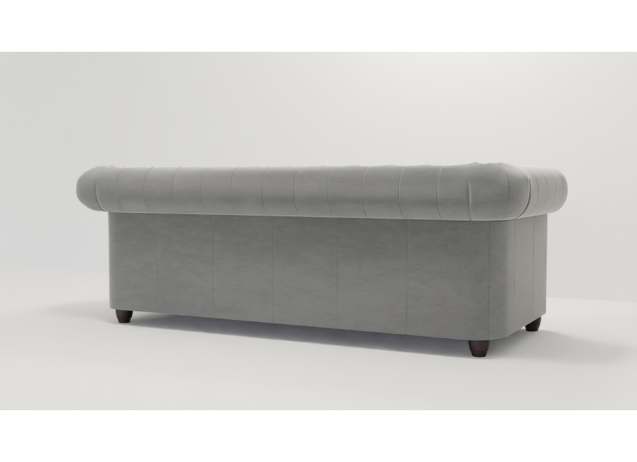 Szara sofa trzyosobowa pikowana idealna do salonu Chesterfield FELIX 3 5