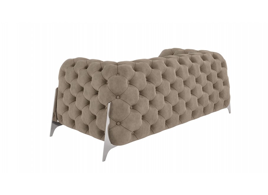 Mała sofa jasnobeżowa dwuosobowa pikowana glamour Chesterfield KALIFORNIA 2 - Riviera 21