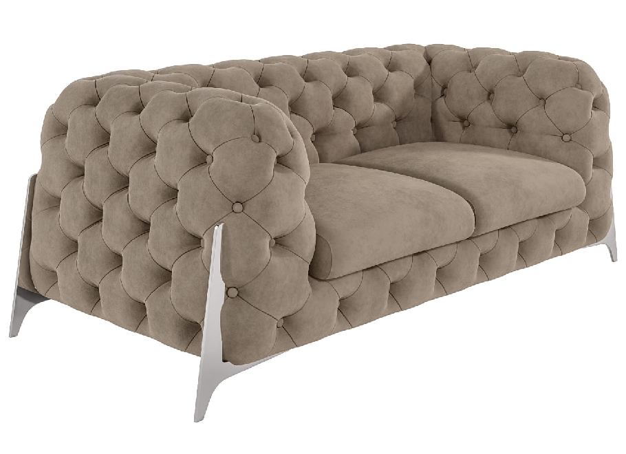 Mała sofa jasnobeżowa dwuosobowa pikowana glamour Chesterfield KALIFORNIA 2 - Riviera 21