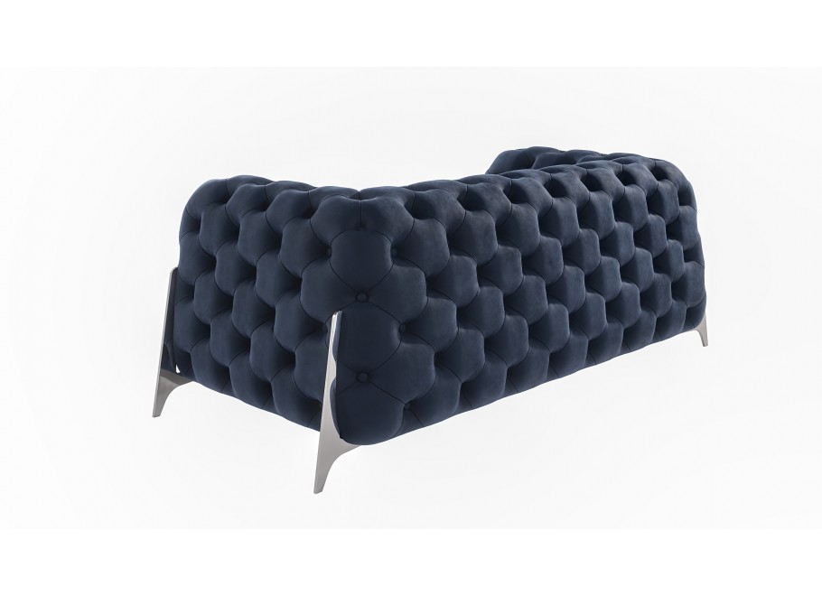 Sofa dwuosobowa pikowana welurowa granatowa glamour Chesterfield KALIFORNIA 2 3