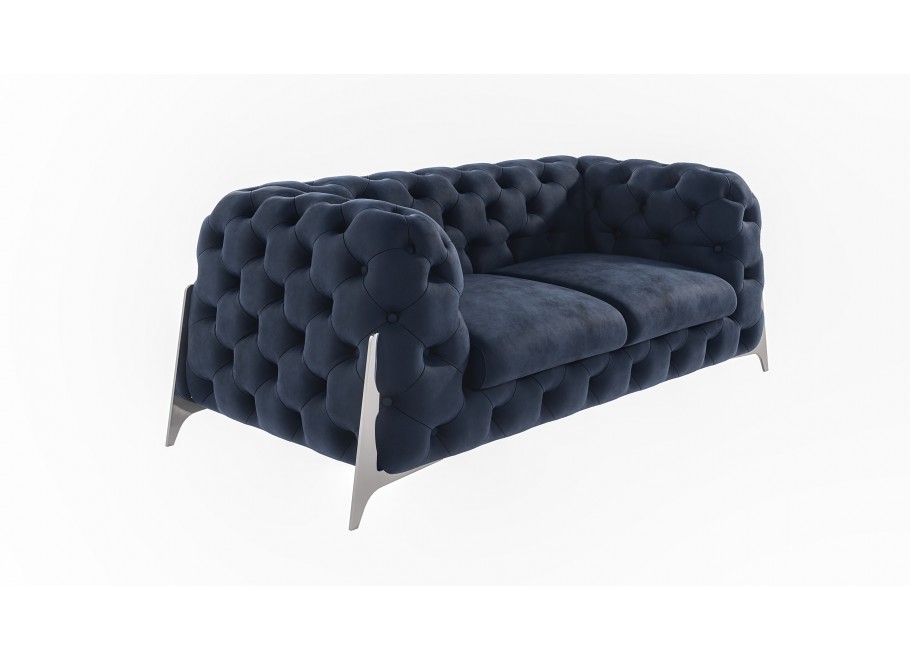 Sofa dwuosobowa pikowana welurowa granatowa glamour Chesterfield KALIFORNIA 2