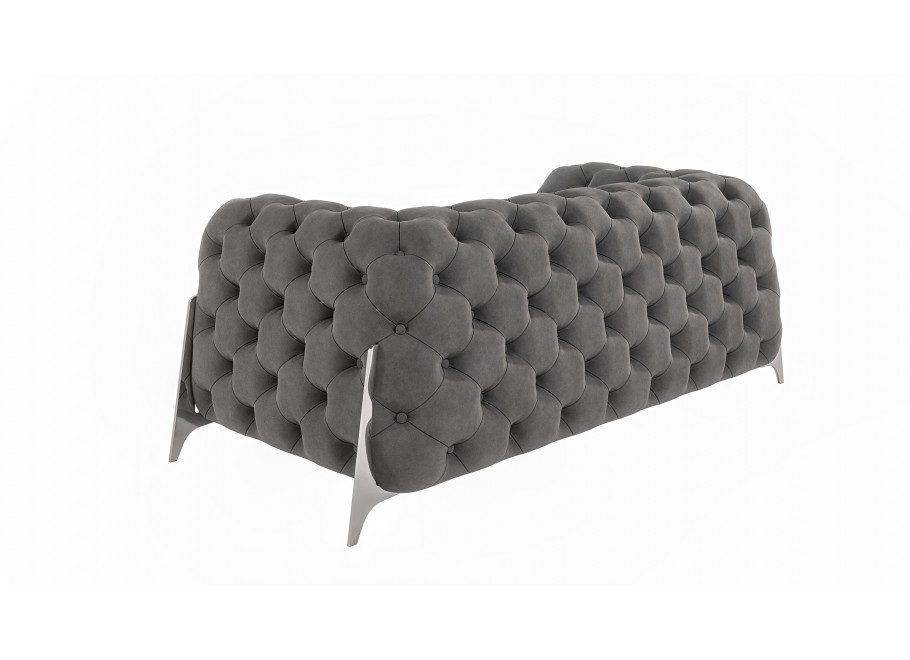 Szara sofa dwuosobowa pikowana glamour Chesterfield KALIFORNIA 2 - Idealna do salonu 3